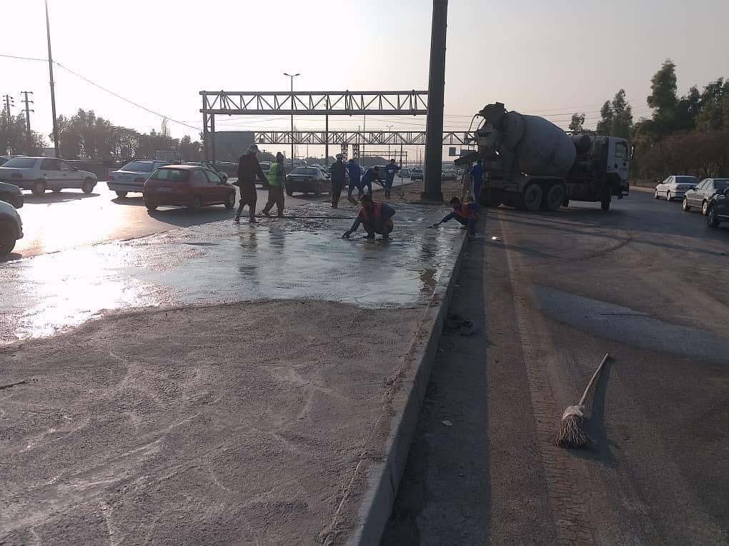 آغاز عملیات بتنریزی جزیره میانی بزرگراه آزادگان توسط شهرداری منطقه ۱۹