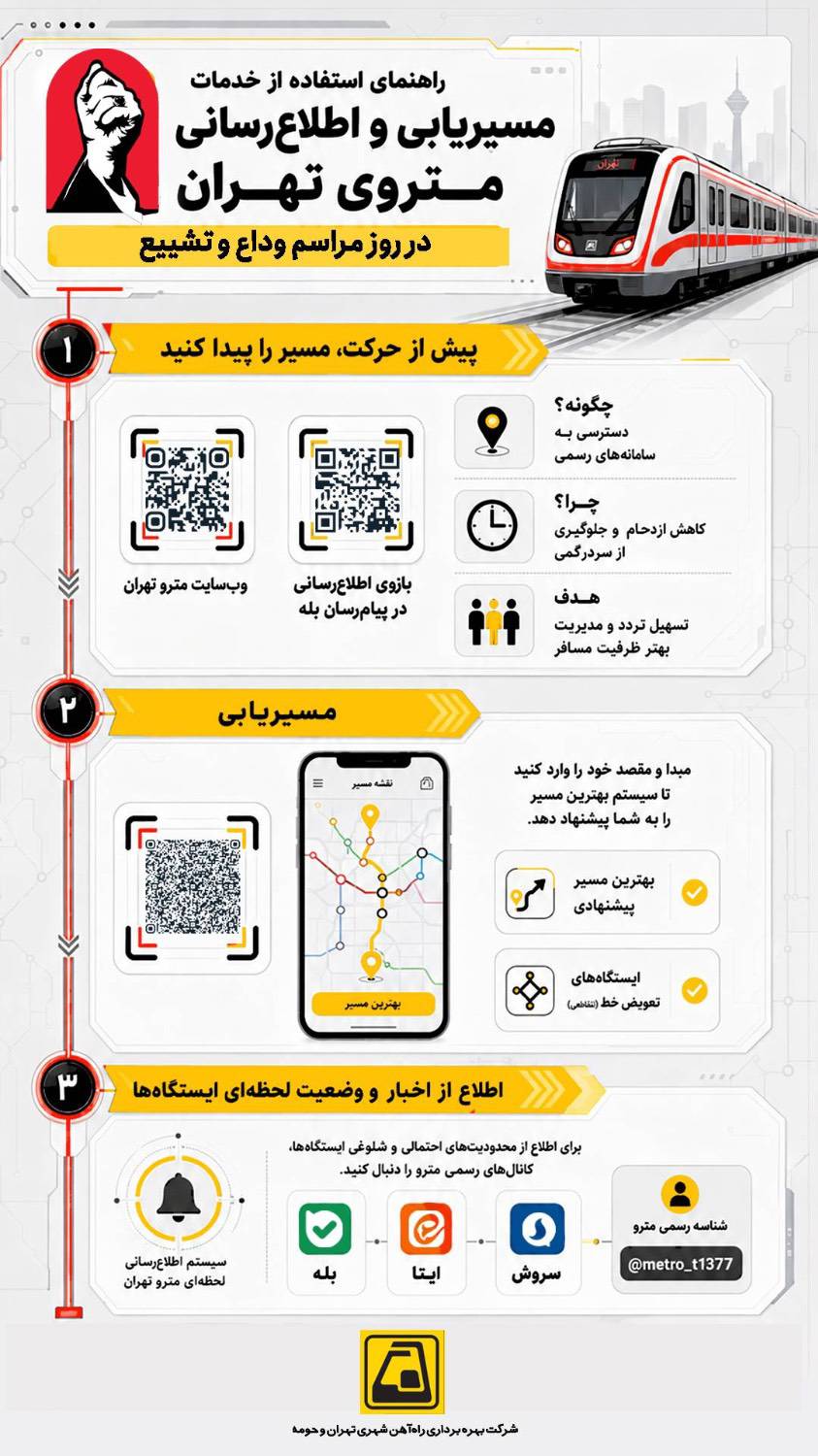 مترو تهران در روزهای وداع و تشییع